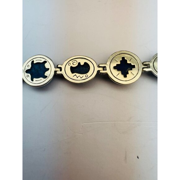 Estate Carolyn Pollack 925 Sterling Silver Lapis Lazuli Toggle Bracelet 7.5" - Picture 7 of 14